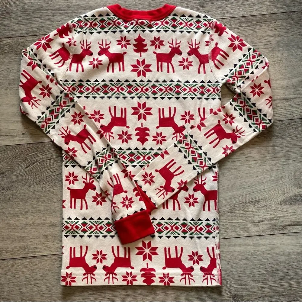 Hanna Andersson Kids Dear Deer Pajama Top Size 12 NWOT christmas fair isle